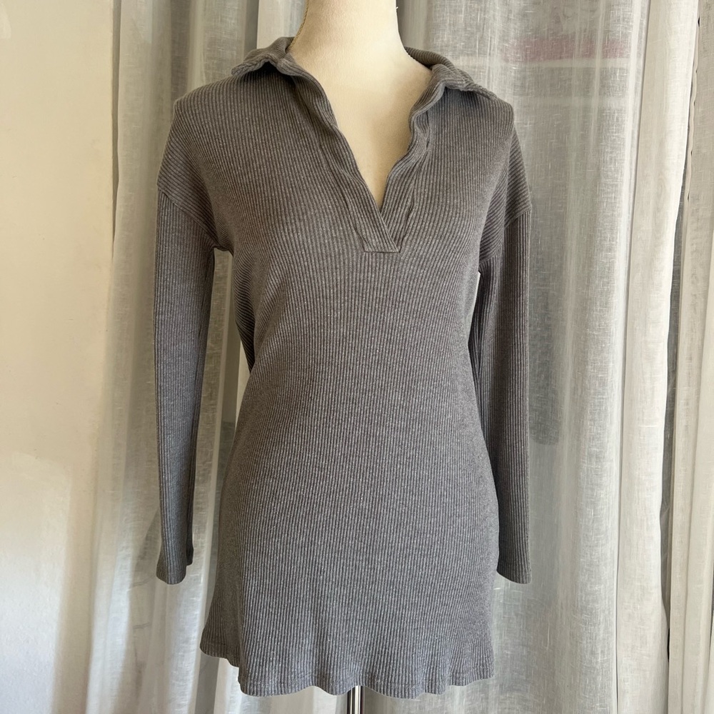 PrettyLittleThing Charcoal Ribbed Tunic